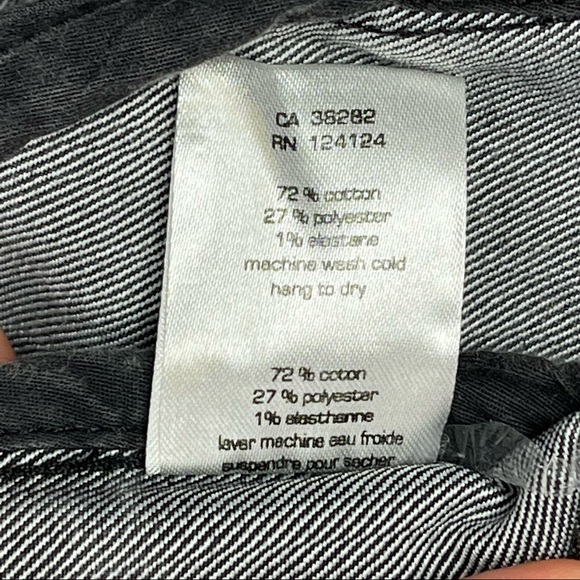 DOMINO women's black grey denim distressed moto jean jacket 3/4 sleeves, size M - Picture 10 of 13